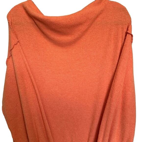 Free People Main Squeeze Hacci Top Long Balloon Sleeve Ribbed Orange Size XS - Picture 6 of 10
